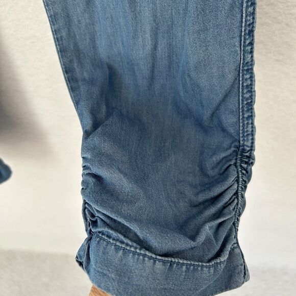 Thread + Supply Pant Women Large Blue Chambray Jogger Serena Ankle Rouched Comfy - Picture 10 of 13